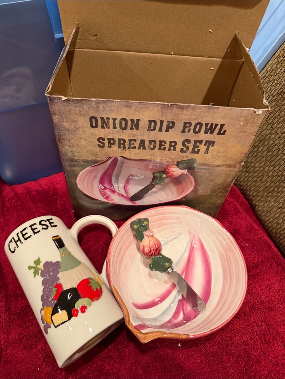 Onion Dip Bowl Spreader Set - Pink and Cream  and Parmesan Cheese Shaker